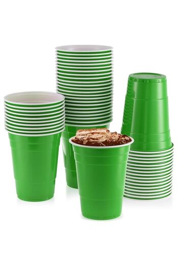 Generic 16 oz Cups [50 Pack] Disposable Plastic Cup, Big Birthday Party Cups, St Patrick day Plastic Cups,(