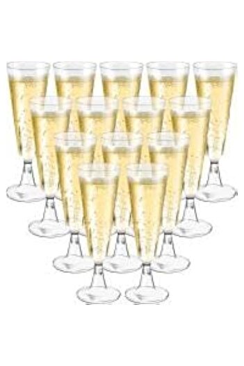 Generic Yelajoy Champagne Flutes Plastic,50 Pack Wine Glasses,Disposable Champagne Glasses,5 Oz Clear Shot