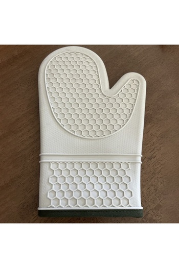 PUFO Cooking silicone oven mitt for grill or oven, lined, 30 cm, cream