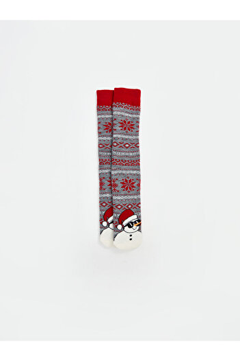 LC Waikiki Gray Christmas Themed Men's Socks