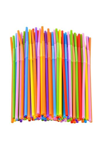 Generic 150 Pec Colorful Flexible Plastic Straws, Disposable Bendy Long Straws for Home Parties & Use For f