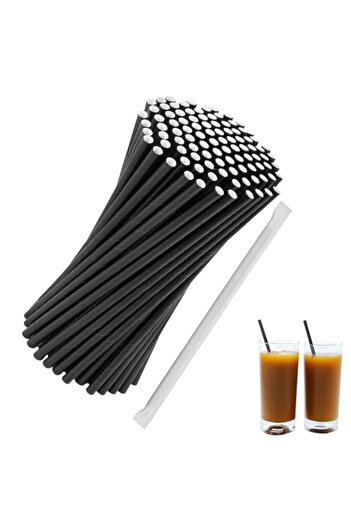 Generic 100PCS Black Paper Straws – Ideal for Parties, Cafes, and Everyday Use; Biodegradable, Long Drink &
