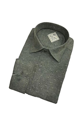 GÖMLEK GALERİSİ Classic Wide Cut Plaid Flannel Wool Long Sleeve Men's Shirt