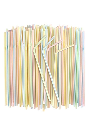Generic Disposable Plastic Drinking Straws, Long Colorful Striped PP Straws for Parties, Milk, Juice, Cold