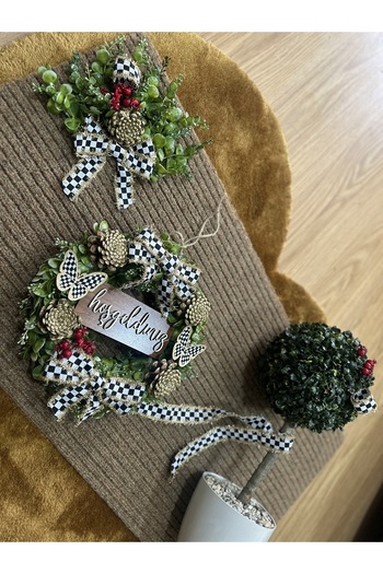 Marrone Large Size Doormat 100*50 Door Ornament New Year Concept Boxwood Door Tree