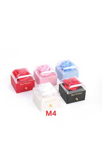 JML Elegant Rose Box, 8x7cm, Stainless Steel Necklace, Hard Plastic White Color