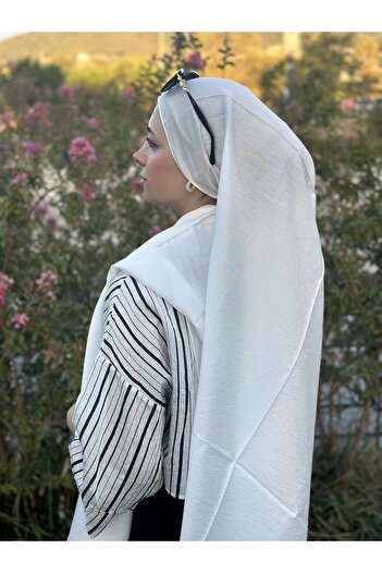 Lantliv Hijab Viscose Silk Blended Aerobin Fabric Solid Color Shawl, Self Wrinkle Pattern Shawl