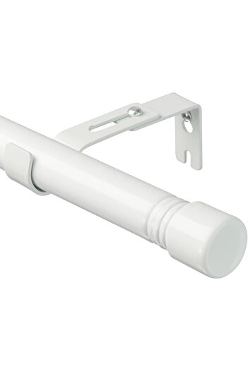 Whimlets Expandable Metal Curtain Rail with Rings, White Rod and Adjustable Brackets, 76-157 cm
