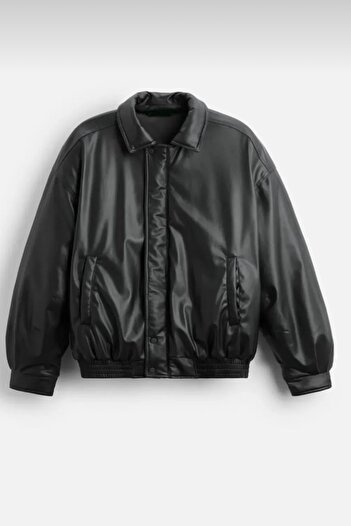 gentofSKY Oversize Bomber Leather Jacket - Street Fashion