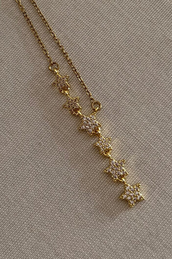 FIERA JEWELRY Star Zircon Stone Steel Y Gold Women's Necklace