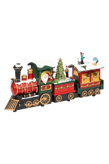 Fééric Lights and Christmas Holiday scene, Santa's train, mobile with sound, 38 cm