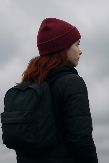 awix Unisex Knitwear Folded Autumn Ribbed Winter Beanie Burgundy