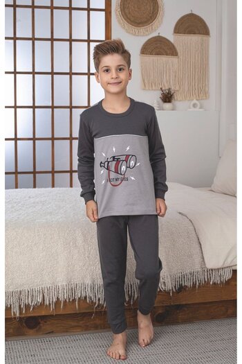 embody Boys' pyjamas, cotton, long sleeves and trousers, grey 13