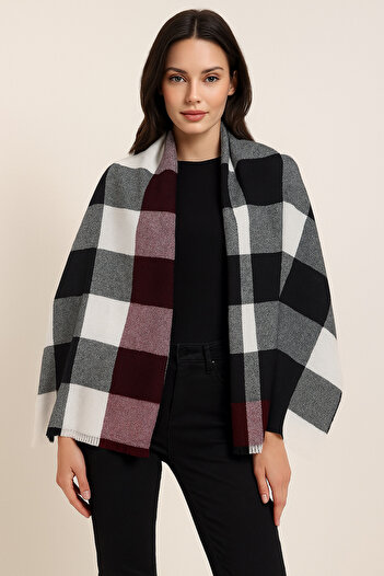 MYZİ STORE Women's Patterned Thick Winter Shawl – Oversize Shawl (65*175 cm)