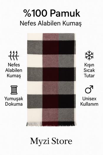 MYZİ STORE Women's Patterned Thick Winter Shawl – Oversize Shawl (65*175 cm)