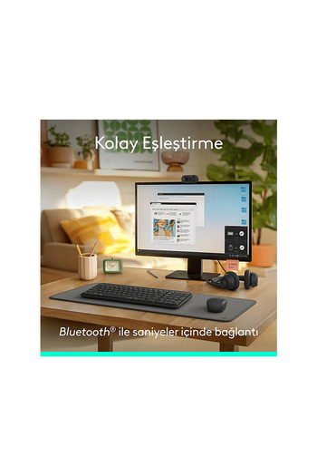 logitech MK250 Kablosuz Bluetooth Kablosuz Klavye ve Mouse Seti Siyah