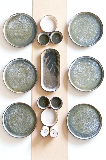 Denia Home |   Moss | 15 Piece Stackable Breakfast Set for 6 People