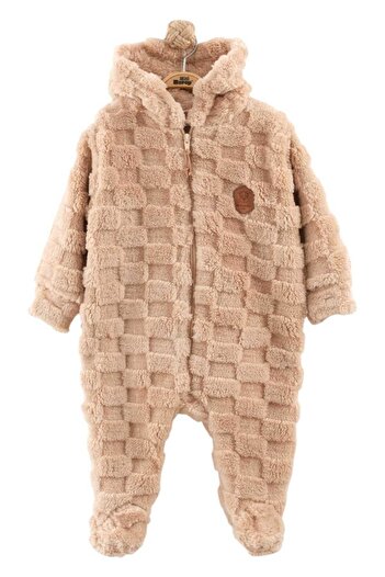 Mamman's Winter, Thick Plush, Hooded, Zippered Booties Baby Boy Jumpsuit Welsoft Fabric