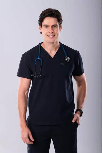 MEDİCALL Royal scrub medical scrub, comfortable material, black color, distinctive for doctors and nurses