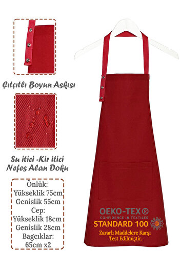Hulganz Kitchen Apron Stain Resistant Water Repellent Fabric Snap Fastener Neck Strap Apron