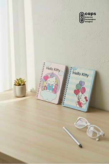 caps office 2 Pieces Hello Kitty Themed A6 Lined Spiral Notebook Set – 50 Sheets