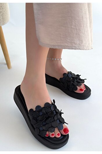 P Parla Norx Black Skin Slippers - Lisinya