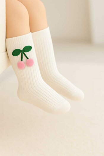 ÖZKARDEŞLER BABY Baby and Child Knee-High Socks Pink Cherry