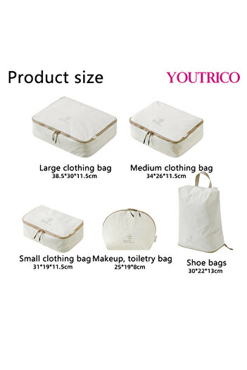 Youtrico 5pcs/set Travel Luggage Organizer,Packing Cubes Set Compression Storage Bag Waterproof Travel Parts