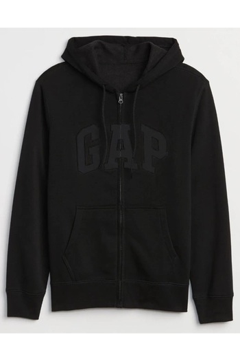 GAP V-Heritage Logo Fz 499917 Ανδρικό φούτερ με κουκούλα με φερμουάρ ΜΑΥΡΟ