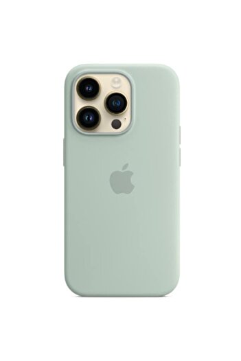 OEM Apple Silicone Case with MagSafe for iPhone 15 Pro, Soft Mint