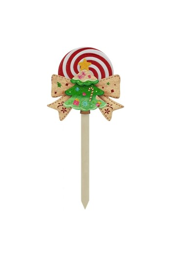 OEM Christmas decoration, lollipop type with 3D fir tree, for outdoor use, weatherproof laminated cardbo