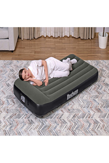TSUMAB Bestway Single Inflatable Air Bed – Compact Flocked Mattress for Camping & Home Use