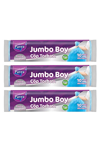 Parex Extra Durable 10-Piece Garbage Bags Jumbo Size 80 X 110 cm Triple Pack