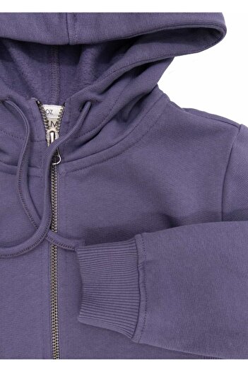 Ozmoz By Mukadder Özden Organic Hooded Zippered Purple Girls' Sports Jacket