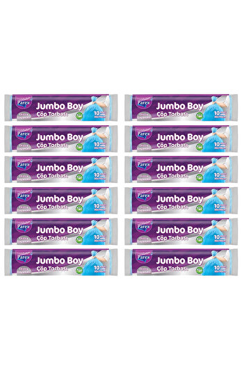 Parex Extra Durable 10-Piece Garbage Bags Jumbo Size 80 X 110 cm Twelve-Pack
