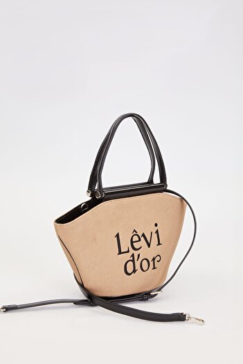 Levidor Khaki - Black Straw Look Handbag