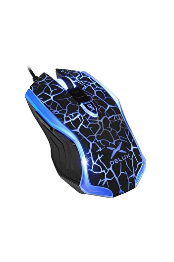 Delux M557 gaming mouse, 3200 DPI, wired mouse, multi-color LED lighting, Black