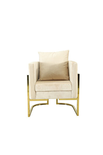 MallDeco Dining chair with cream velvet upholstery and golden legs
