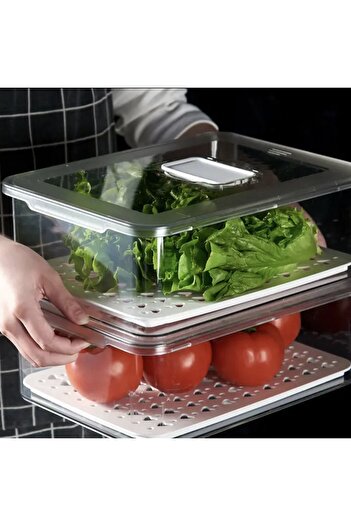 PUFO Deerbox food box with removable sieve and vented lid, for fruits, vegetables or food, 32 x 21 cm