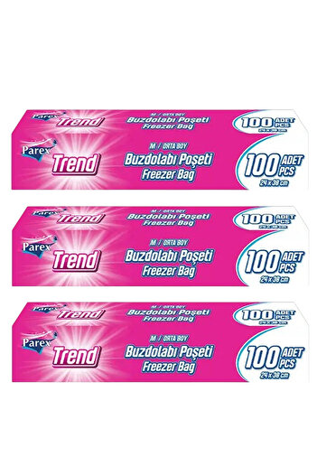 Parex Trend Refrigerator Bag Medium Size 100 Pieces 24 X 38 cm Triple Pack