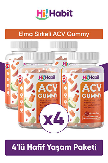 Hi Habit Acv Apple Cider Vinegar Gummy Set Advantageous Package (4Pcs)