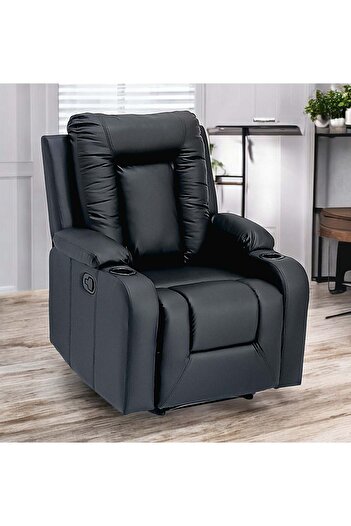 Sabir and Bros Furniture LLC SBF Fabric Recliner Sofa, Lounge Chair with Cup Holders, Ultimate Comfort for Home Relaxation, Black