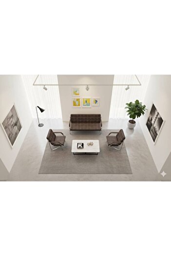 Generic ModuChrome Brown Leather Sofa For 5 Persons