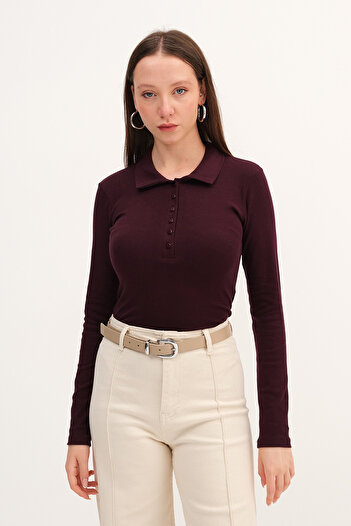 Addax Polo Neck Buttoned Blouse B1848