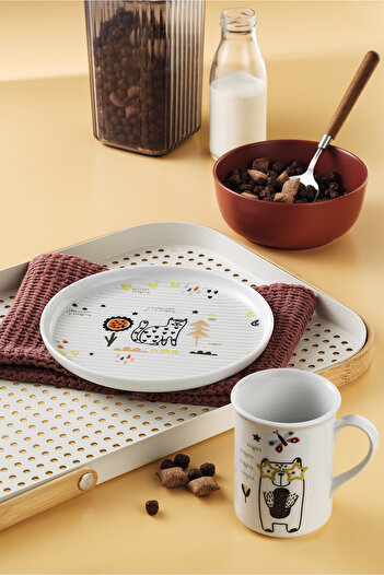 Kütahya Porselen Kitty 3 Piece Food Set