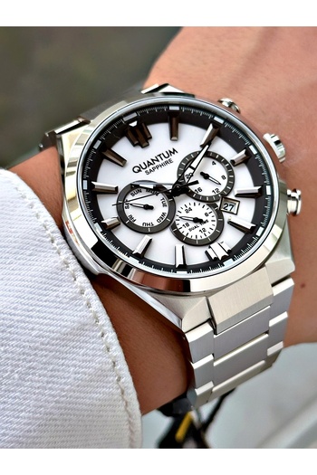 Quantum Functional Silver Color Sapphire Glass Steel Band Steel Case Men's Wristwatch 1094.330Mr