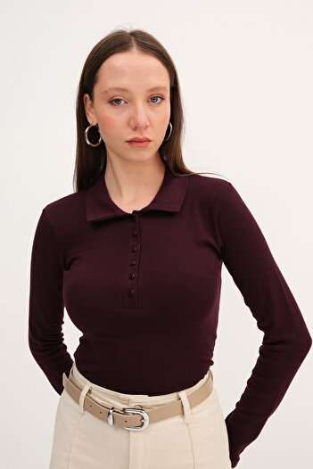 Addax Polo Neck Buttoned Blouse B1848