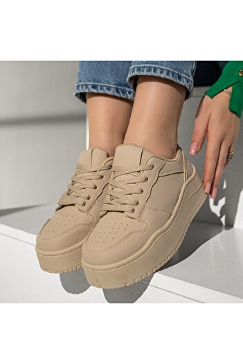 BMoD Women's khaki lace-up sport shoes with a chunky sole MOD12996
