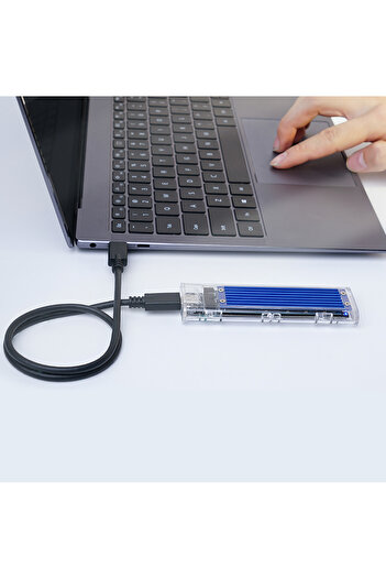 Other Kieszeń obudowa na dysk TCM2-C3 M.2 NVME na USB-C 10Gb/s - niebiesko-przezroczysta