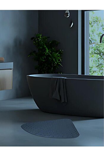 Flora Vantuzlu Banyo Duş Kaydırmaz Paspası Üçgen, Küvet İçi Banyo Zemini Kaydırmaz Masaj Halı (54x54cm)